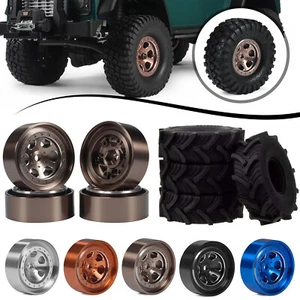1.3" Aluminum Beadlock Wheel Rim/Rubber Tire For 1/18 TRX4M, 1/24 SCX24 RC Car - Picture 1 of 30