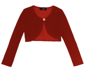 Amy Byer Girls Cropped Red Velvet Cardigan Top 7/8 Small S NWT Christmas Holiday - Picture 1 of 1