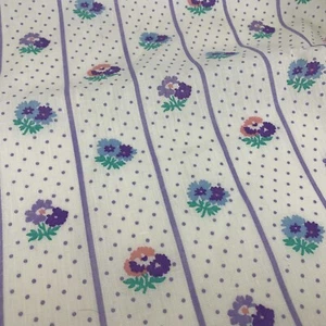 Vintage gestreift Blumen gepunktet lila Baumwollstoff Springs Mills Inc 2,5 Yards - Bild 1 von 6