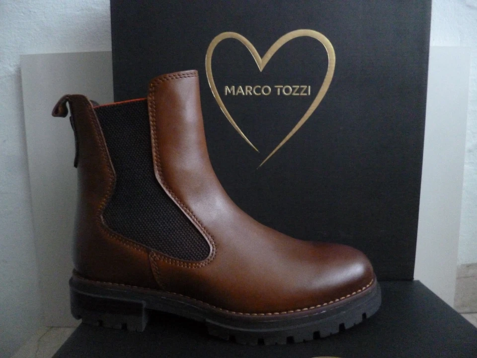 Marco Tozzi Boots Ankle Boots Shoes Leather Brown 25408 - Image 1 of 4