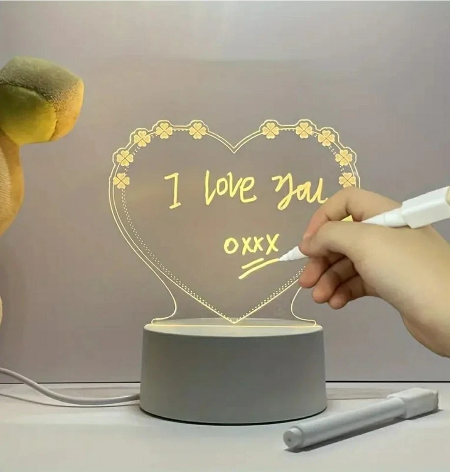Creative Heart Shape Computer Night light Message Board Decoration USB.  - Image 1 of 4