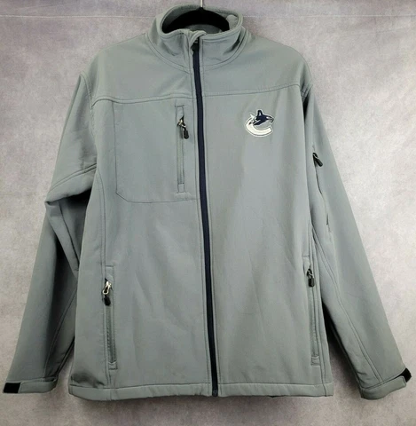 NHL Vancouver Canucks Mens Polyester Charcoal Gray Full Zip Up Size L Large Cover