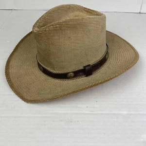 Resistol Ranchman Vintage 7-1/4 Cowboy Hat Tan Corduroy Western Self Conforming - Picture 1 of 8