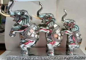 Silberne Art Deco Zirkus Elefanten Figur - Bild 1 von 5