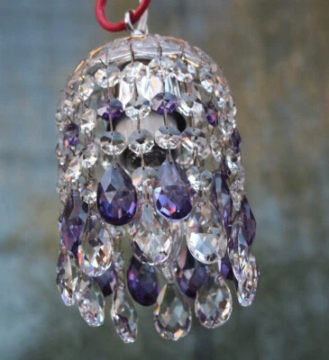 Amethyst Purple prism SWAG Jelly Fish vintage Lamp Chandelier crystal  silver - Image 1 of 4