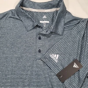 Adidas Golf Men's Large Crew Navy Feeder Stripe Short Sleeve Polo - Picture 1 of 8