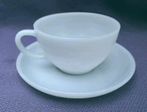 Fire-King Turquoise Blue Cup and Saucer Anchor Hocking Delphite USA Vintage - Picture 1 of 10