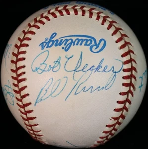 BOB UECKER BERT CAMPANERIS JIM "MUDCAT" GRANT HENDRICK RANDY JONES Auto PSA/DNA - Bild 1 von 6