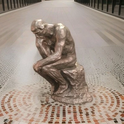 Grand Plâtre à Patine Bronze Du "Penseur" D'après Rodin signé Hautecoeur Mi XXe - Photo 1/4