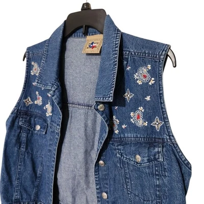 Dont mess with texas Sleeveless jacket For Women Size Large Blue Embroidered - Image 1 of 4
