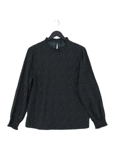 M&Co Women's Top UK 14 Black Polkadot 100% Polyester Long Sleeve Crew Neck Basic - Picture 1 of 5