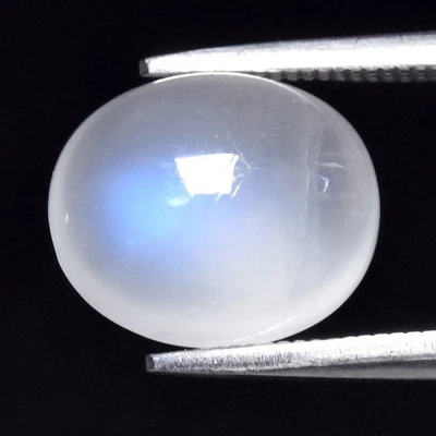 💎 3.43ct Oval Cabochon Natural Rainbow White With Luster Moonstone - Gemstone - Image 1 of 4