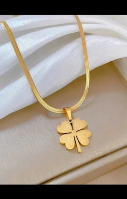 Lucky Clover Necklace Pendant Stainless Steel - Trendy Fashion Jewelry for Women - Image 1 of 4