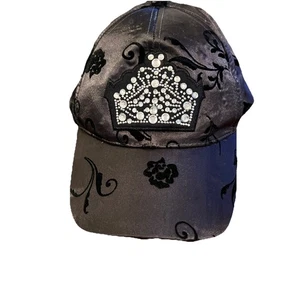 Walt Disney World Baseball Cap Mütze Prinzessin schwarz Satin Strass Krone One Size - Bild 1 von 13