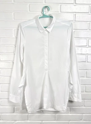 JIL SANDER BUTTON 2/3 Blouse Shirt Asymmetric expanded Women's SZ 42 / 6 White - Image 1 of 4