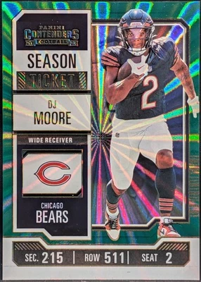 2023 Panini Contenders Opening Kickoff (Green Laser) Ticket #18 DJ Moore  - Image 1 of 2