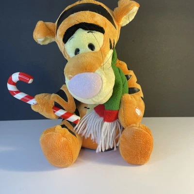 Disney Tigger Christmas Plush Gemmy Animated Candy Cane Deck The Halls 10 Inches - Image 1 of 4
