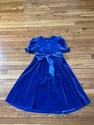 Vestido Laura Ashley Vintage Madre e Niño Jóvenes Niñas Talla 10 Azul Terciopelo Foto 1 de 4