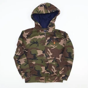 Ralph Lauren Camouflage Hoodie Boys Size 7 Fleece Full-Zip Sweatshirt Sweater - Picture 1 of 11