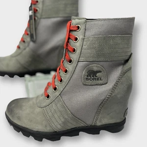 Sorel (11) Lexie Keilabsatz Stiefel Steinbruch wasserdicht Knöchel grau Winter Schnee Regen - Bild 1 von 9