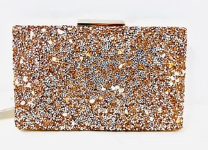 Bloomingdales Embellished Natural Stones Beaded Evening Clutch Womens Handbag - Picture 1 of 6