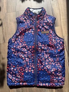 Buffalo David Bitton Girls Double Sided Puffer Vest Full Zip Floral M 10/12 - Picture 1 of 5