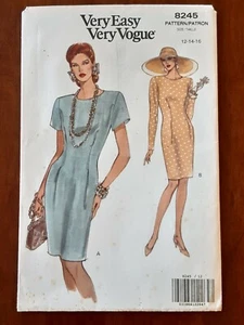 VOGUE PATTERN - 8245 LADIES DRESS TAPERED FRONT & BACK TUCKS 12-14 USED - Picture 1 of 2