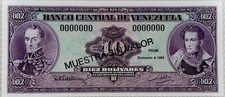 Venezuela Specimen Diciembre 8, 1992 Bs.10 Serie 7 UNC - Muestra Sin Valor