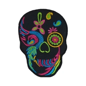 Black Calavera Sugar Skull Iron on Patch Premium Applique 8.5×6.5×0.1cm(2.7g) - Picture 1 of 1
