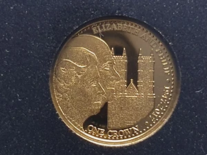 (Lot 863)  9ct Gold Coin ~ 1 Gram  ~ One Crown- Elizabeth & Philip. - Picture 1 of 4