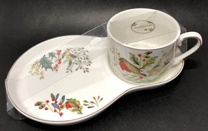 Grace Teaware Fine China Taza de té a juego Snack Galleta Bandeja Robin con acebo NUEVO - Imagen 1 de 21
