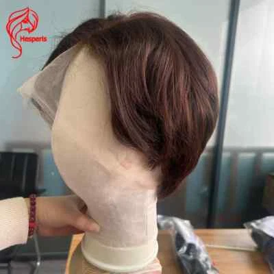 Color #4 Pre Style Men's Full Lace Wigs Transparent Pre Cut Male Human Hair Wigs - Image 1 of 4