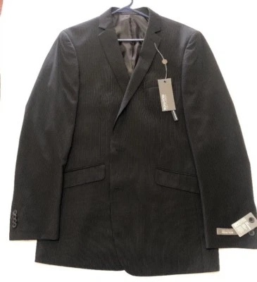 Traje negro ajustado Kenneth Cole Reaction para hombre abrigo separado rayas negras 42L Foto 1 de 4