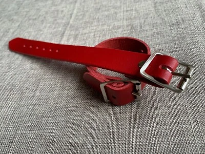 BELTS AND THINGS Rot Echtleder 2 Picknickkorb Gurte Utility handgefertigt Riemen 20 mm rot V14