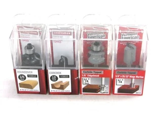 CRAFTSMAN & VERMONT AMERIKANISCHE HARTMETALLBESTÜCKTE ROUTER BITS, MENGE (4), 1/4" SCHAFTE - Bild 1 von 3