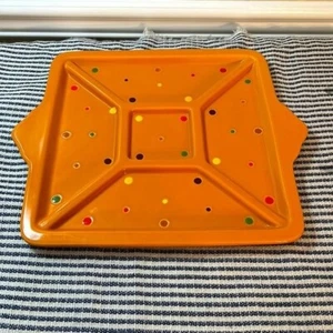 Temptations Orange Polka Dot Serving Tray - Picture 1 of 3