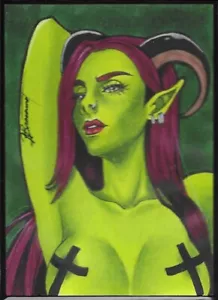 2023 5finity Succubus Sweethearts Seasonal D7/8 SKETCH card Nathalia Braconnot b - Foto 1 di 2