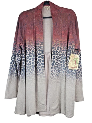 One World Womens XL Open Front Cardigan Sweater Long Bohemian Boho Mixed Prints - Image 1 of 4