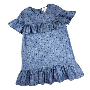 Kate Spade Girls' Ruffled Polka-Dot Blue Chambray Dress size 6 - Picture 1 of 5