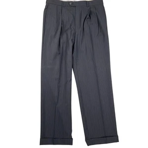 Lauren Ralph Lauren Pants Men 33W 30L Navy Pinstripe Wool Comfort Dress Trousers - Picture 1 of 13