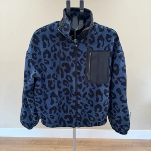 Sweaty Betty Out Of The Woods Fleecejacke blau schwarz Gr. XS Leopard Full Zip - Bild 1 von 7