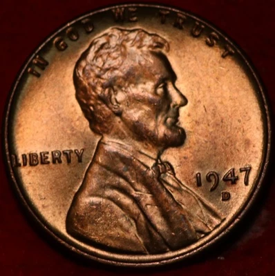Uncirculated 1947-D Denver Mint Copper Lincoln Wheat Cent - Image 1 of 2