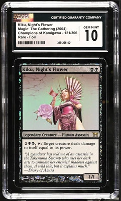 KIKU, NIGHT'S FLOWER Champions of Kamigawa Foil CGC 10 Gem Mint MTG [Nos] - Image 1 of 2