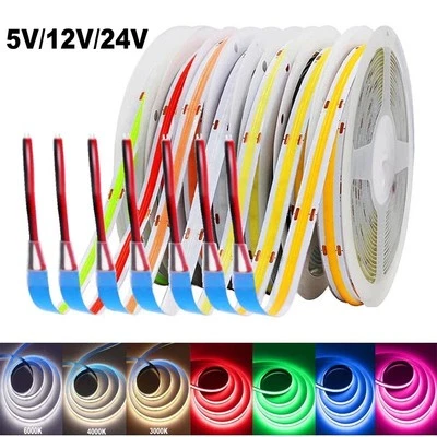 5V 12V 24V COB LED Strip Light Flexible Tape Lights DIY Indoor Cabinet Kitchen - Image 1 of 4