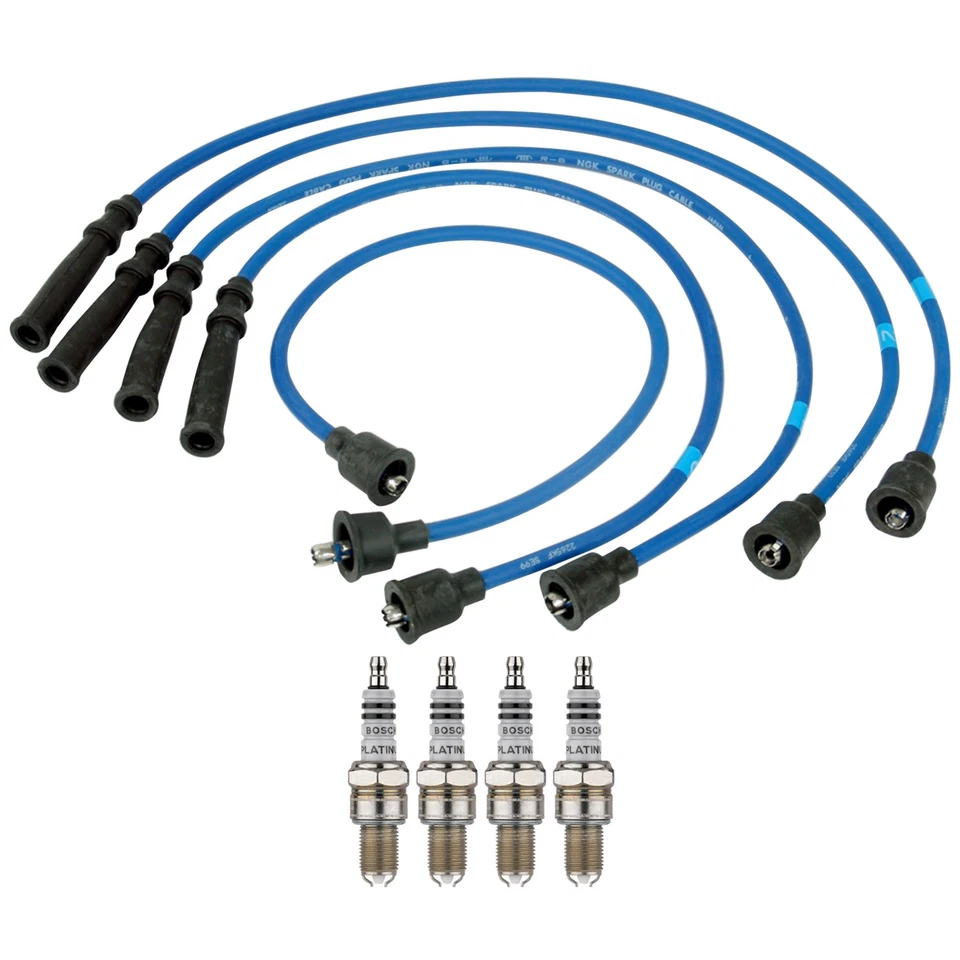 Juego de cables NGK y kit de 4 bujías Bosch Platinum+2 para Suzuki Sidekick 1,6 L L4 Foto 1 de 1