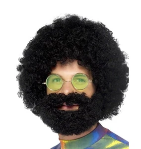 Groovy Dude Afro Wig And Beard Hangover 1960s 60s Disco 1970s 70s Accessory - Picture 1 of 2