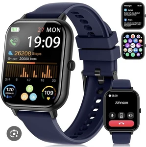 Smartwatch für Herren Damen, Bluetooth, 1,83"HD Fitnesstracker. dunkelblau.  - Bild 1 von 5