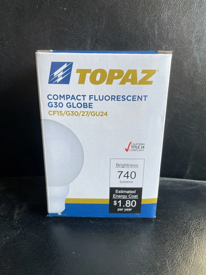 TOPAZ CF15/G30/27/GU24 GLOBE Bulb GU24 BASE!  Compact Fluorescent 740 Lumens - Image 1 of 4