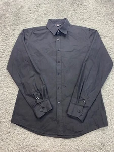 Paul Jones Shirt Mens Medium Black Long Sleeve Business Casual Button Up Vtg 90s - Picture 1 of 8