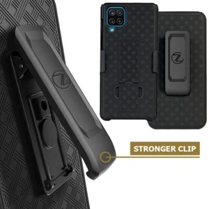 Für Samsung Galaxy A12 (2021) Slim Tough Gürtelclip Holster Case Ständer SCHWARZ - Bild 1 von 5